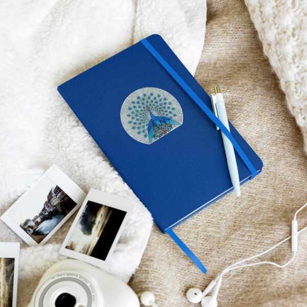 Peacock design notebook - Blue, Hard Cover with Lined Paper