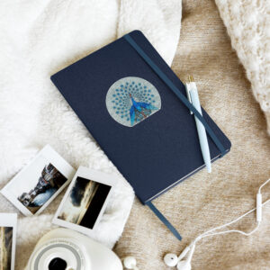 Peacock design notebook - Navy Blue, Hard Cover with Lined Paper