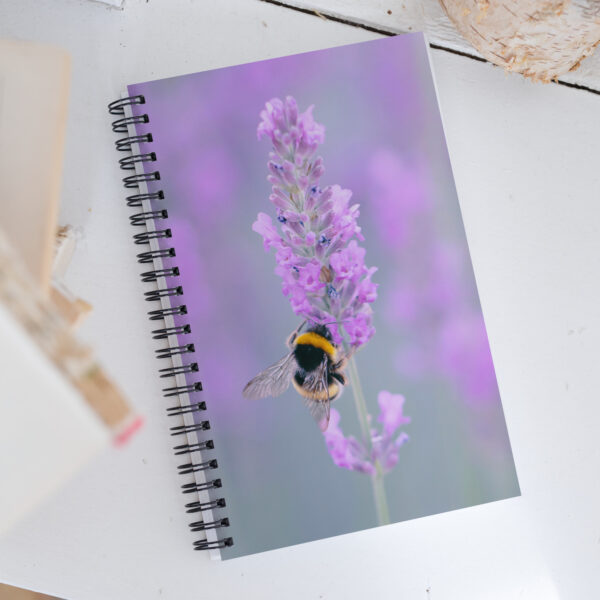 Bumble Bee on Lavender - Spiral Notebook - Dotted Paper