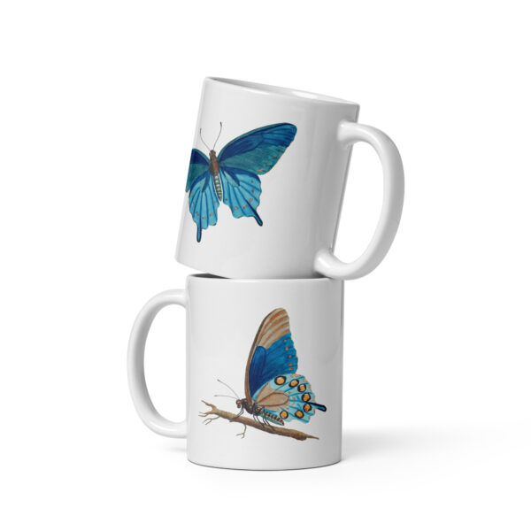 Vintage blue butterfly design mug