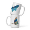 Vintage blue butterfly design mug