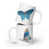 Vintage blue butterfly design mug