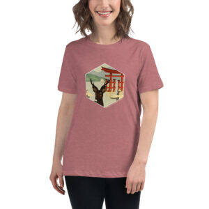 Vintage Japan Railway - Deer and Torri Gate - Women's Relaxed Fit T-Shirt