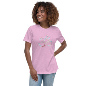 Cherry Blossom Om Symbol - Yoga T-Shirt - Women's Relaxed Fit T-Shirt Pink